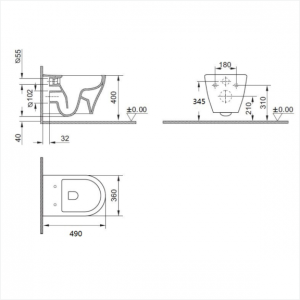 Конзолна тоалетна чиния RIMLESS ICC 4937W, бял мат