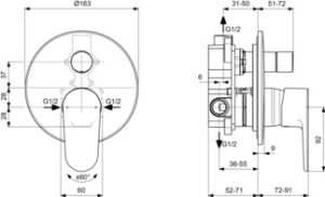 Смесител за вграждане за вана/душ CERAFINE O Ideal Standard, розе