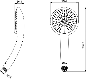 Ръчен душ Vidima Fresh, 100 mm, 3-функционален