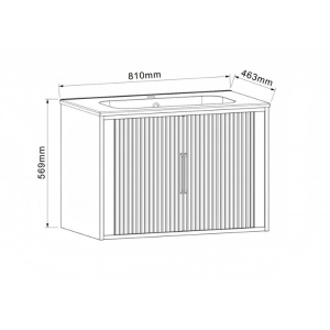 Мебел за баня ПВЦ ICP 8045 WOODEN с черен умивалник